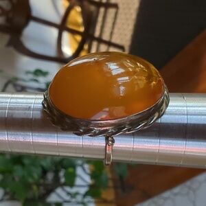Vintage Amber Sterling Silver Ring Size 8
